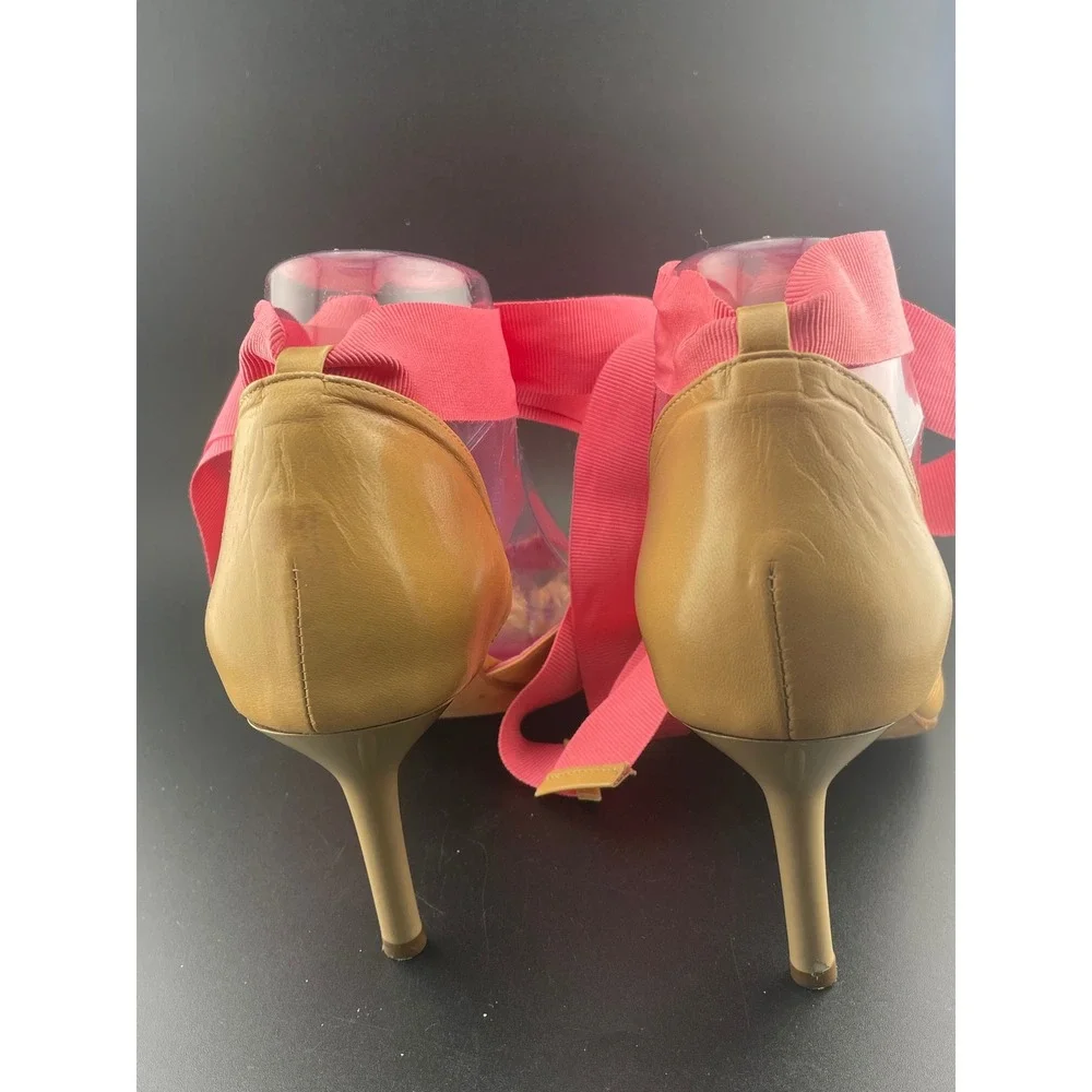Eugenia Kim Nude Leather Ribbon Lace Up Heels Pink Grosgrain Sandals balletcore